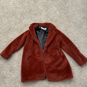 Red Sebby Faux Fur Coat